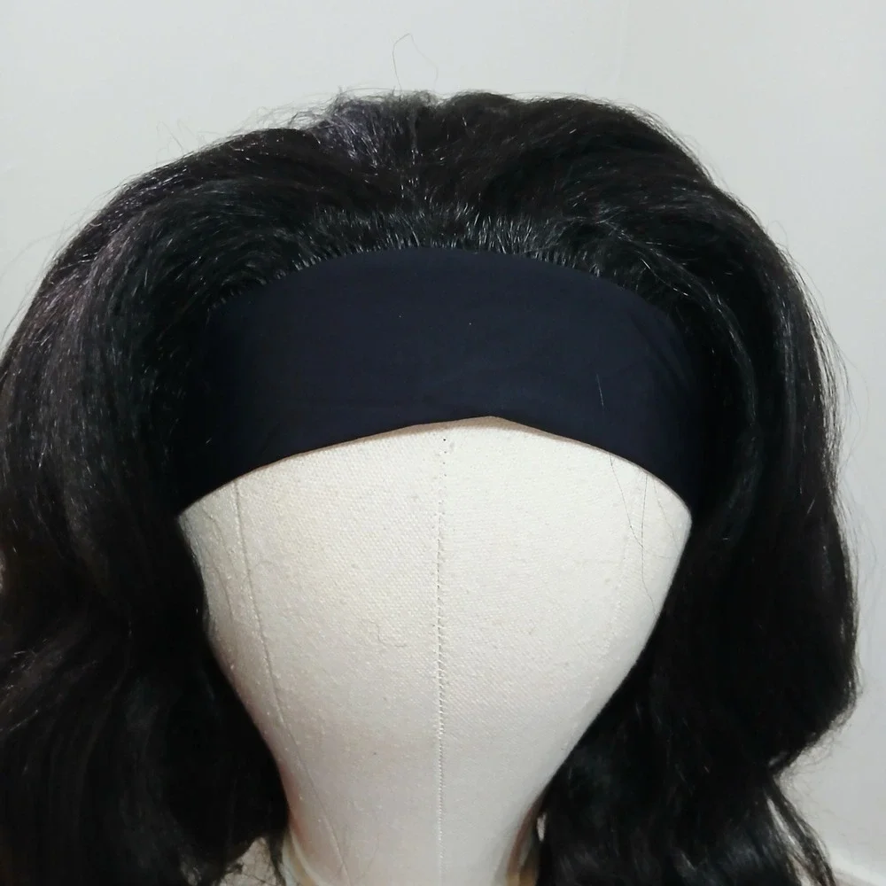Yaki Headband Wig 20 Inch Curly Natural Black Synthetic Hair Glueless  NEW‎